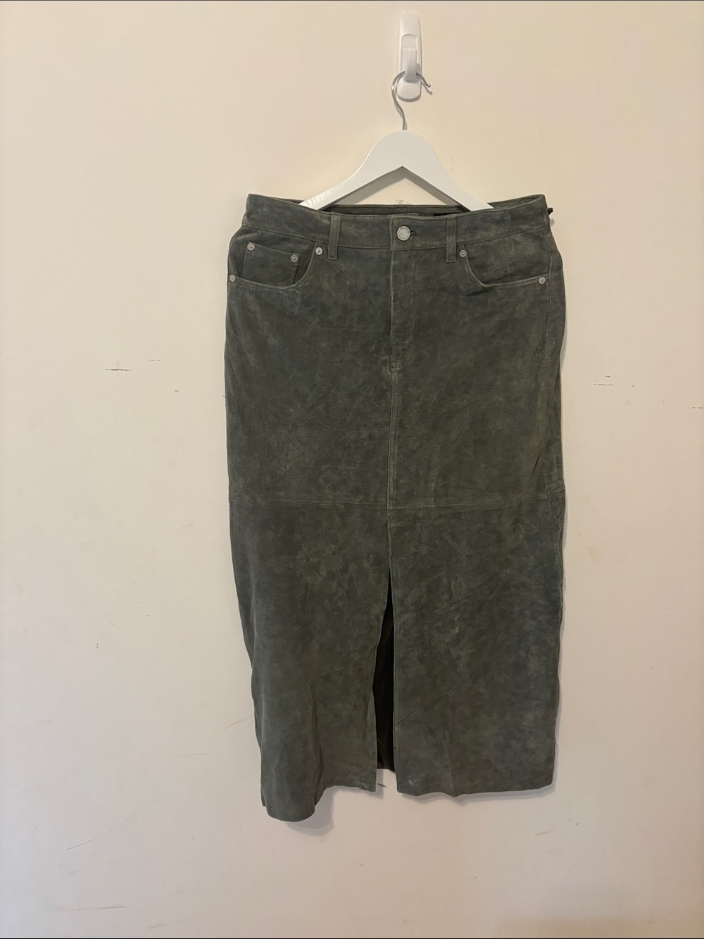 Blank NYC Olive Green Suede Maxi Skirt